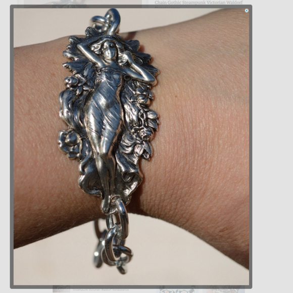 Art Nouveau Goddess Woman Bracelet Nymph Silver - Picture 4 of 6